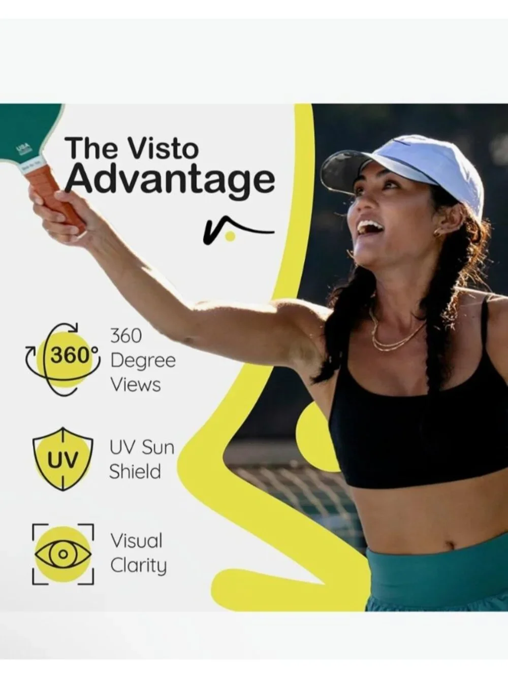 Visto Sports White Visor Hat With Transparent UV Brim Unisex OS